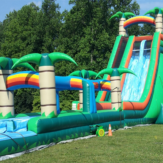 Palm tree inflatable water slide